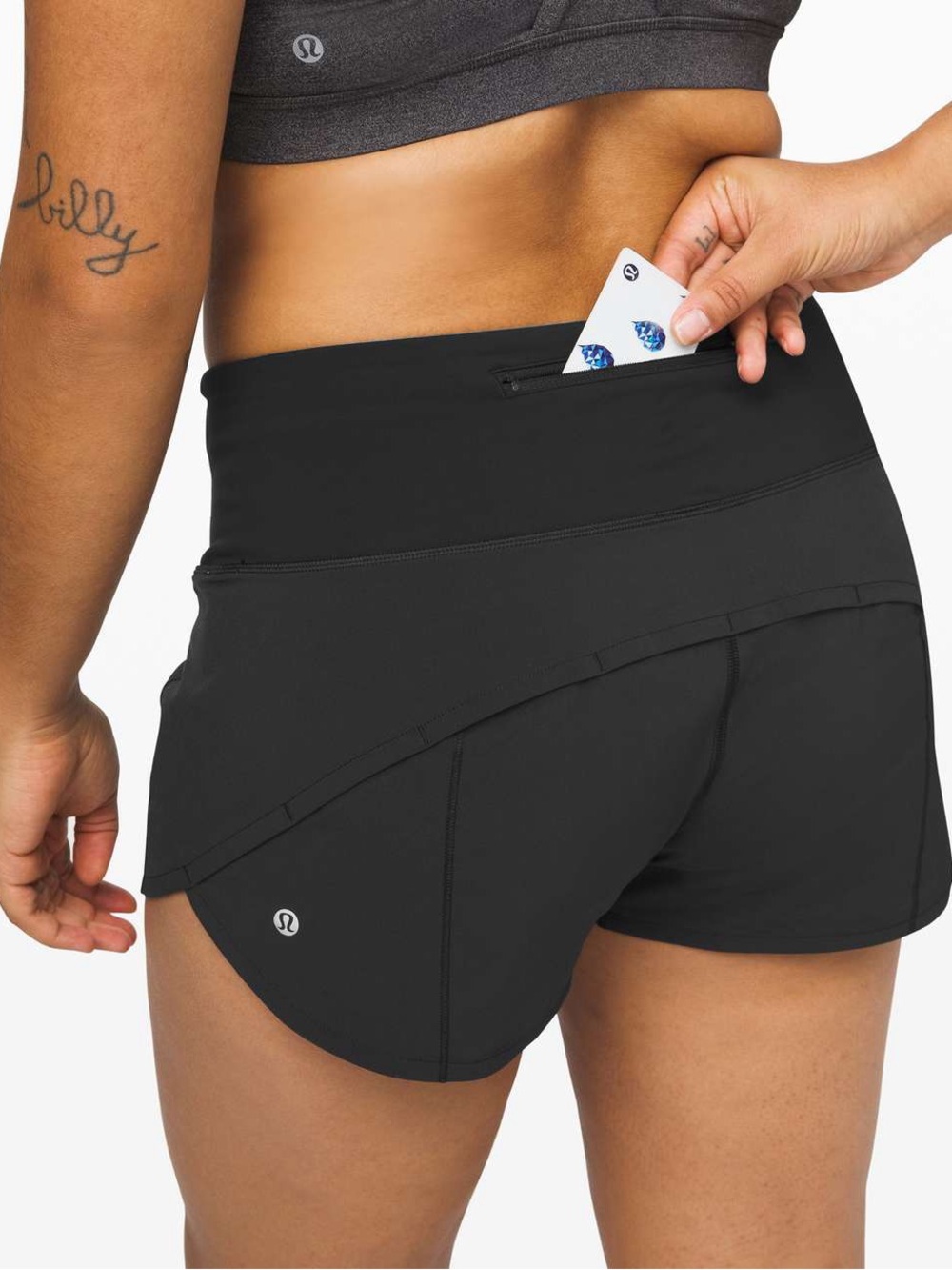 lululemon athletica Black Women's Athletic Shorts with Rear Zip Pocket